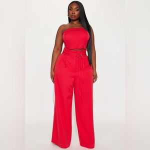 Giovanna Pant Set - Red Strapless Valentines Day Set Plus Size 3x